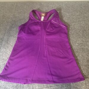 Athleta Active Athletic Tank Top Size MT Purple Pockets Compression Built in Bra